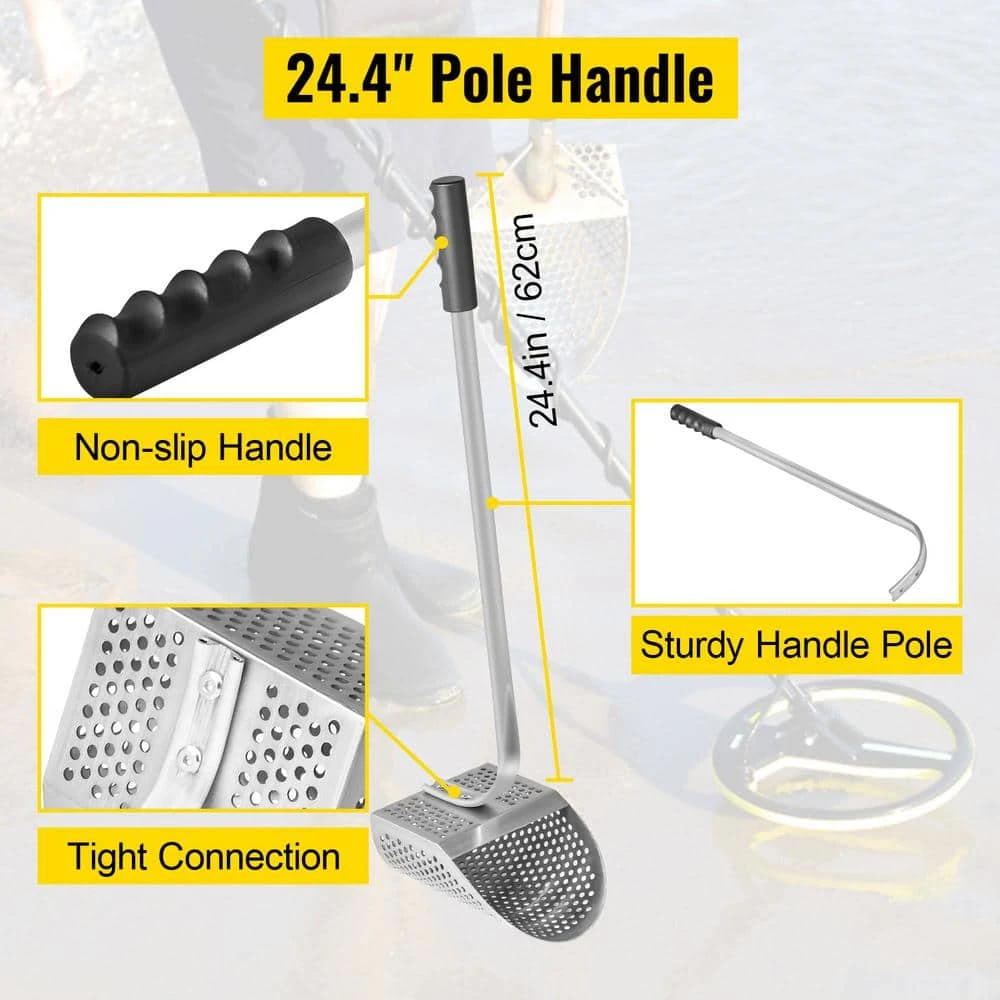 Metal Detector Sand Scoop 24.4 In. Garden Trowel Stainless Steel Metal Detecting Beach Sand Scoop Beach Metal Scoop 6 Metal Detector Sand Scoop 24.4 In. Garden Trowel Stainless Steel Metal Detecting Beach Sand Scoop Beach Metal Scoop - Image 4
