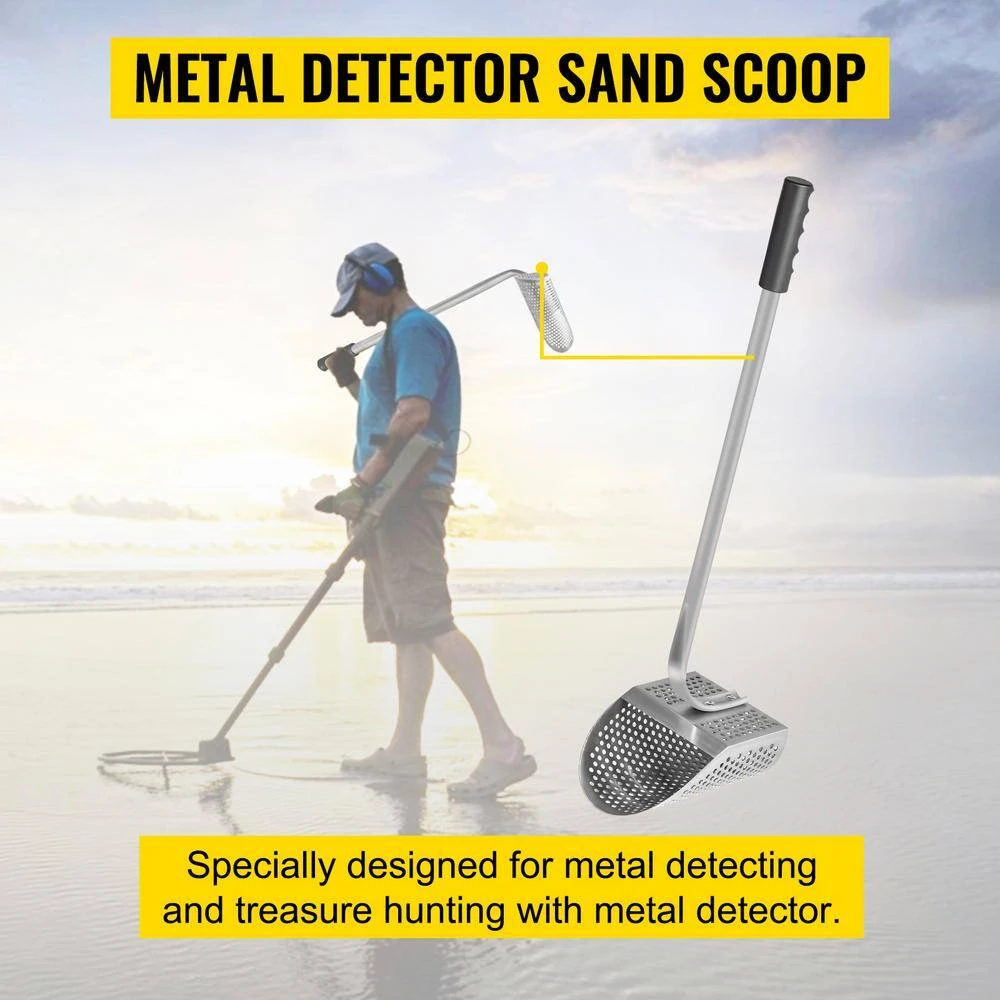 Metal Detector Sand Scoop 24.4 In. Garden Trowel Stainless Steel Metal Detecting Beach Sand Scoop Beach Metal Scoop 7 Metal Detector Sand Scoop 24.4 In. Garden Trowel Stainless Steel Metal Detecting Beach Sand Scoop Beach Metal Scoop - Image 5