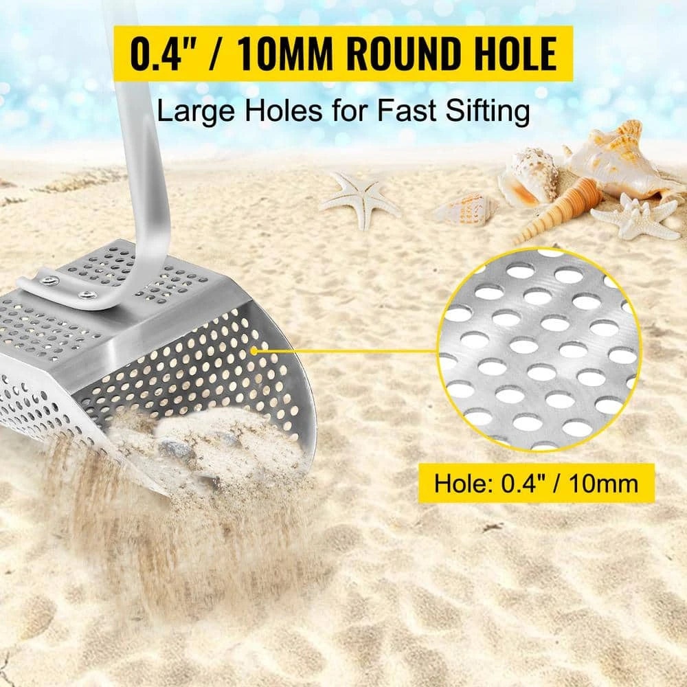 Metal Detector Sand Scoop 24.4 In. Garden Trowel Stainless Steel Metal Detecting Beach Sand Scoop Beach Metal Scoop 4 Metal Detector Sand Scoop 24.4 In. Garden Trowel Stainless Steel Metal Detecting Beach Sand Scoop Beach Metal Scoop - Image 2