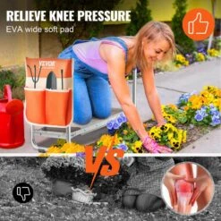 Folding Garden Kneeler And Seat, 330 Lbs. Load Capacity, 10 In. EVA Wide Pad, Portable Garden Stool, Tool Bag -Patio Furniture Shop vevor gardening tool accessories ycgdjhs1010invzh5v0 1f 1000