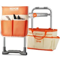 Folding Garden Kneeler And Seat, 330 Lbs. Load Capacity, 10 In. EVA Wide Pad, Portable Garden Stool, Tool Bag