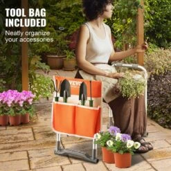 Folding Garden Kneeler And Seat, 330 Lbs. Load Capacity, 10 In. EVA Wide Pad, Portable Garden Stool, Tool Bag -Patio Furniture Shop vevor gardening tool accessories ycgdjhs1010invzh5v0 fa 1000