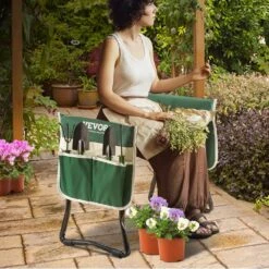 Folding Garden Kneeler And Seat, 330 Lbs. Load Capacity, 8 In. EVA Wide Pad, Portable Garden Stool, Tool Bag -Patio Furniture Shop vevor gardening tool accessories ycgdjls88inchpdmjv0 31 1000