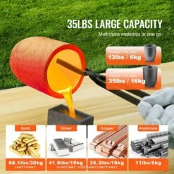 Propane Melting Furnace Kit, 16KG/35lbs Gas Metal Melting Furnace Kit, Dual Burner Foundry Home Kiln With Crucibles -Patio Furniture Shop vevor grill burners bwrjlshqsymg2gmygv0 1f 1000