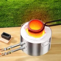 Propane Melting Furnace Kit, 16KG/35lbs Gas Metal Melting Furnace Kit, Dual Burner Foundry Home Kiln With Crucibles -Patio Furniture Shop vevor grill burners bwrjlshqsymg2gmygv0 31 1000