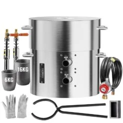 Propane Melting Furnace Kit, 16KG/35lbs Gas Metal Melting Furnace Kit, Dual Burner Foundry Home Kiln With Crucibles