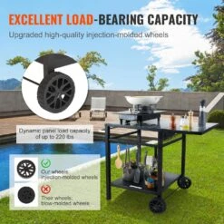 Outdoor Grill Cart With Double-Shelf BBQ Movable Food Prep Table Multifunctional Foldable Iron Table Top -Patio Furniture Shop vevor grill carts jshwbctc5565wnhr1v0 44 1000