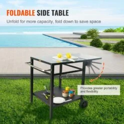 Outdoor Grill Cart With Double-Shelf BBQ Movable Food Prep Table Multifunctional Foldable Iron Table Top -Patio Furniture Shop vevor grill carts jshwbctc5565wnhr1v0 4f 1000