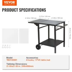 Outdoor Grill Cart With Double-Shelf BBQ Movable Food Prep Table Multifunctional Foldable Iron Table Top -Patio Furniture Shop vevor grill carts jshwbctc5565wnhr1v0 76 1000