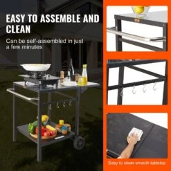 Outdoor Grill Cart With Double-Shelf BBQ Movable Food Prep Table Multifunctional Foldable Iron Table Top -Patio Furniture Shop vevor grill carts jshwbctc5565wnhr1v0 fa 1000