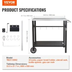 Outdoor Grill Cart With Double-Shelf BBQ Movable Food Prep Table Multi-Functional Stainless Steel Table Top -Patio Furniture Shop vevor grill carts jshwbctc855512mjnv0 76 1000