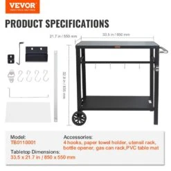 Outdoor Grill Cart With Double-Shelf BBQ Movable Food Prep Table Multi-Functional Iron Table Top -Patio Furniture Shop vevor grill carts jshwbctc85551fx8bv0 76 1000