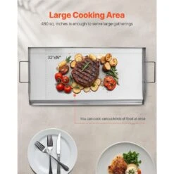 32 In. X 17 In. Stainless Steel Griddle Universal Flat Top Rectangular Plate BBQ Charcoal/Gas Grill For Camping -Patio Furniture Shop vevor grill griddles skjgpdjg32x17yc01v0 1f 1000