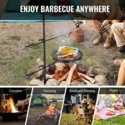 Swivel Campfire Grill Portable Camp Fire Racks 360° Adjustable Open Fire Outdoor Cooking Equipment -Patio Furniture Shop vevor grill racks lsyykjdgl1414cjxov0 fa 1000