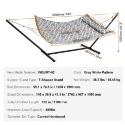 2 Person 12.3 Ft Hammock With Stand Included Double Hammock With Curved Spreader Bar And Detachable Pillow -Patio Furniture Shop vevor hammock chairs hfdchbsxhwtxfst1wv0 76 1000