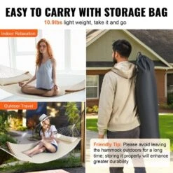 Double Quilted Fabric Hammock 12 FT Double Hammock With Curved Spreader Bars 2-Person Quilted Hammock 15 Double Quilted Fabric Hammock 12 FT Double Hammock With Curved Spreader Bars 2-Person Quilted Hammock -Patio Furniture Shop vevor hammock chairs hfdcmbscsbdzjy16nv0 fa 1000