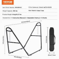 7.5-13.5 Ft. Hammocks Fits Universal 2-Person Metal Hammock Stand Adjustable Heavy Duty 550 Lbs. Capacity Hammock Stand -Patio Furniture Shop vevor hammock stands cxdcjcxjs124vyemhv0 76 1000