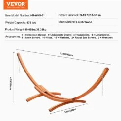 9-13 Ft. Wood Hammock Stand 166.1 L In. X 47.2 W In. X 50.3 H In. 475 Lbs. Capacity -Patio Furniture Shop vevor hammock stands xxxdcjxxxmz1y79iev0 76 1000