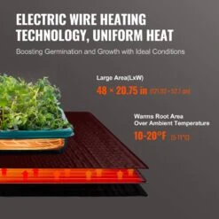Seedling Mat 48 In. X 20.75 In. Heat Mats (1-Pack) MET-Certified Waterproof Heating Pad -Patio Furniture Shop vevor heat mats ymjrd48x2075w1r9jv1 4f 1000