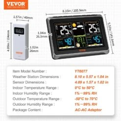 Wireless Digital Weather Station With Sensor 7.5 In. Display Atomic Clock Forecast Data Calendar Alarm Alert Temperature 16 Wireless Digital Weather Station With Sensor 7.5 In. Display Atomic Clock Forecast Data Calendar Alarm Alert Temperature -Patio Furniture Shop vevor home weather stations snqxzwx75vaaaaq08v1 76 1000