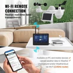 7 In. 1 Wi-Fi Weather Station 7 In. TFT Display Wireless Outdoor Sensor. Includes Temperature Humidity Wind Speed 12 7 In. 1 Wi-Fi Weather Station 7 In. TFT Display Wireless Outdoor Sensor. Includes Temperature Humidity Wind Speed -Patio Furniture Shop vevor home weather stations tyn70tftwifi71zztv1 4f 1000