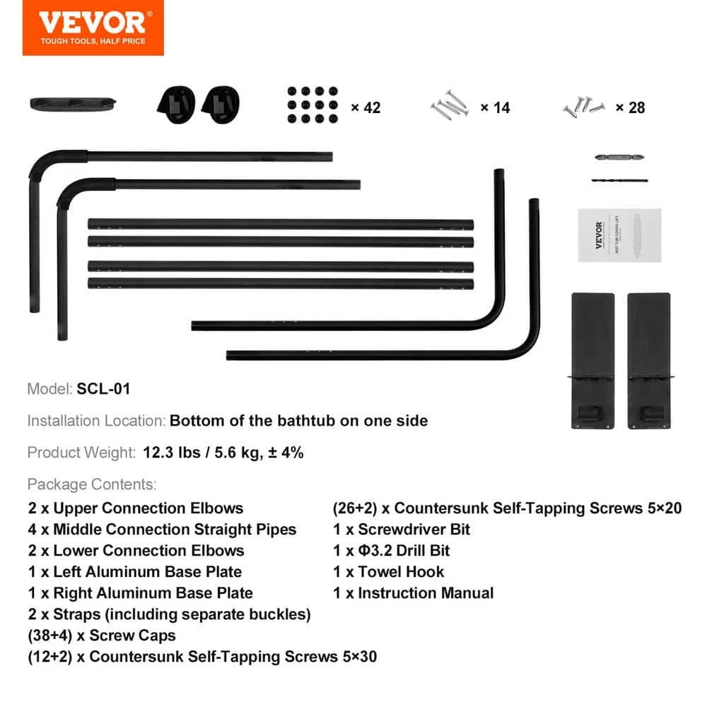 Hot Tub Cover Lift Spa Cover Lift Height 31.5-41.3 In. W 53-92.5 In. Suitable For Various Sizes Of Hot Tubs 9 Hot Tub Cover Lift Spa Cover Lift Height 31.5-41.3 In. W 53-92.5 In. Suitable For Various Sizes Of Hot Tubs - Image 7
