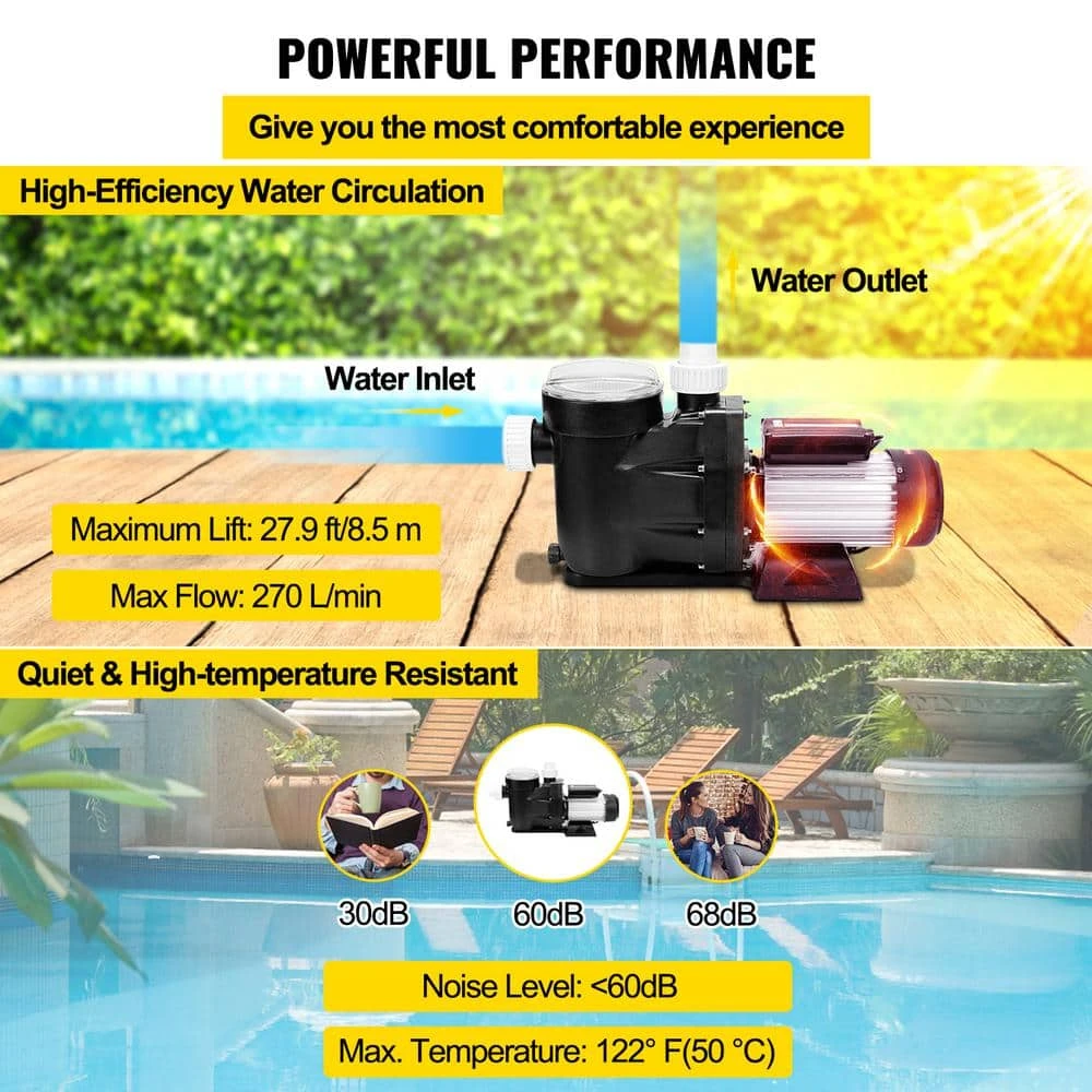 Swimming Pool Pump 1/2 HP Water Circulation Pool Pump 110 Volt Hot Tub Pump 0.37 KW Spa Pump For Above Ground Pool, Spa 6 Swimming Pool Pump 1/2 HP Water Circulation Pool Pump 110 Volt Hot Tub Pump 0.37 KW Spa Pump For Above Ground Pool, Spa - Image 4