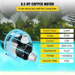 Swimming Pool Pump 1/2 HP Water Circulation Pool Pump 110 Volt Hot Tub Pump 0.37 KW Spa Pump For Above Ground Pool, Spa 12 Swimming Pool Pump 1/2 HP Water Circulation Pool Pump 110 Volt Hot Tub Pump 0.37 KW Spa Pump For Above Ground Pool, Spa -Patio Furniture Shop vevor hot tub pumps ja50amygb00000001v1 4f 1000