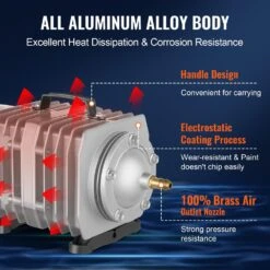 Electromagnetic Commercial Air Pump 50 Watt 1110 GPH Hydroponic Air Pump For Aquarium Fish Tank Pond&Hydroponics Systems -Patio Furniture Shop vevor hydroponic systems dcqb55w1100gzi8euv1 1f 1000