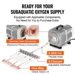 Electromagnetic Commercial Air Pump 50 Watt 1110 GPH Hydroponic Air Pump For Aquarium Fish Tank Pond&Hydroponics Systems -Patio Furniture Shop vevor hydroponic systems dcqb55w1100gzi8euv1 44 1000