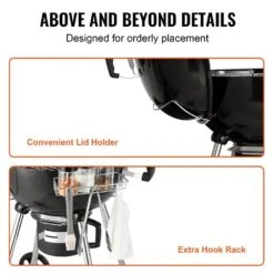 22 In. Kettle Charcoal Grill With Porcelain-Enameled Lid,Bowl,Slide Out Ash Catcher Thermometer Kettle Grill,Black 14 22 In. Kettle Charcoal Grill With Porcelain-Enameled Lid,Bowl,Slide Out Ash Catcher Thermometer Kettle Grill,Black -Patio Furniture Shop vevor kettle grills pglcjkettle22igncv0 44 1000