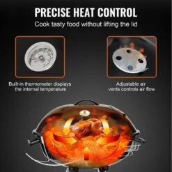 22 In. Kettle Charcoal Grill Premium Kettle Grill With Wheels, Porcelain-Enameled Lid And Ash Catcher, Black 13 22 In. Kettle Charcoal Grill Premium Kettle Grill With Wheels, Porcelain-Enameled Lid And Ash Catcher, Black -Patio Furniture Shop vevor kettle grills pglcjkettle22ihxuv0 1f 1000