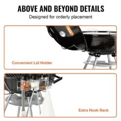 22 In. Kettle Charcoal Grill Premium Kettle Grill With Wheels, Porcelain-Enameled Lid And Ash Catcher, Black 14 22 In. Kettle Charcoal Grill Premium Kettle Grill With Wheels, Porcelain-Enameled Lid And Ash Catcher, Black -Patio Furniture Shop vevor kettle grills pglcjkettle22ihxuv0 44 1000