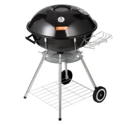 22 In. Kettle Charcoal Grill Premium Kettle Grill With Wheels, Porcelain-Enameled Lid And Ash Catcher, Black