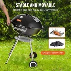 22 In. Kettle Charcoal Grill Premium Kettle Grill With Wheels, Porcelain-Enameled Lid And Ash Catcher, Black 15 22 In. Kettle Charcoal Grill Premium Kettle Grill With Wheels, Porcelain-Enameled Lid And Ash Catcher, Black -Patio Furniture Shop vevor kettle grills pglcjkettle22ihxuv0 fa 1000