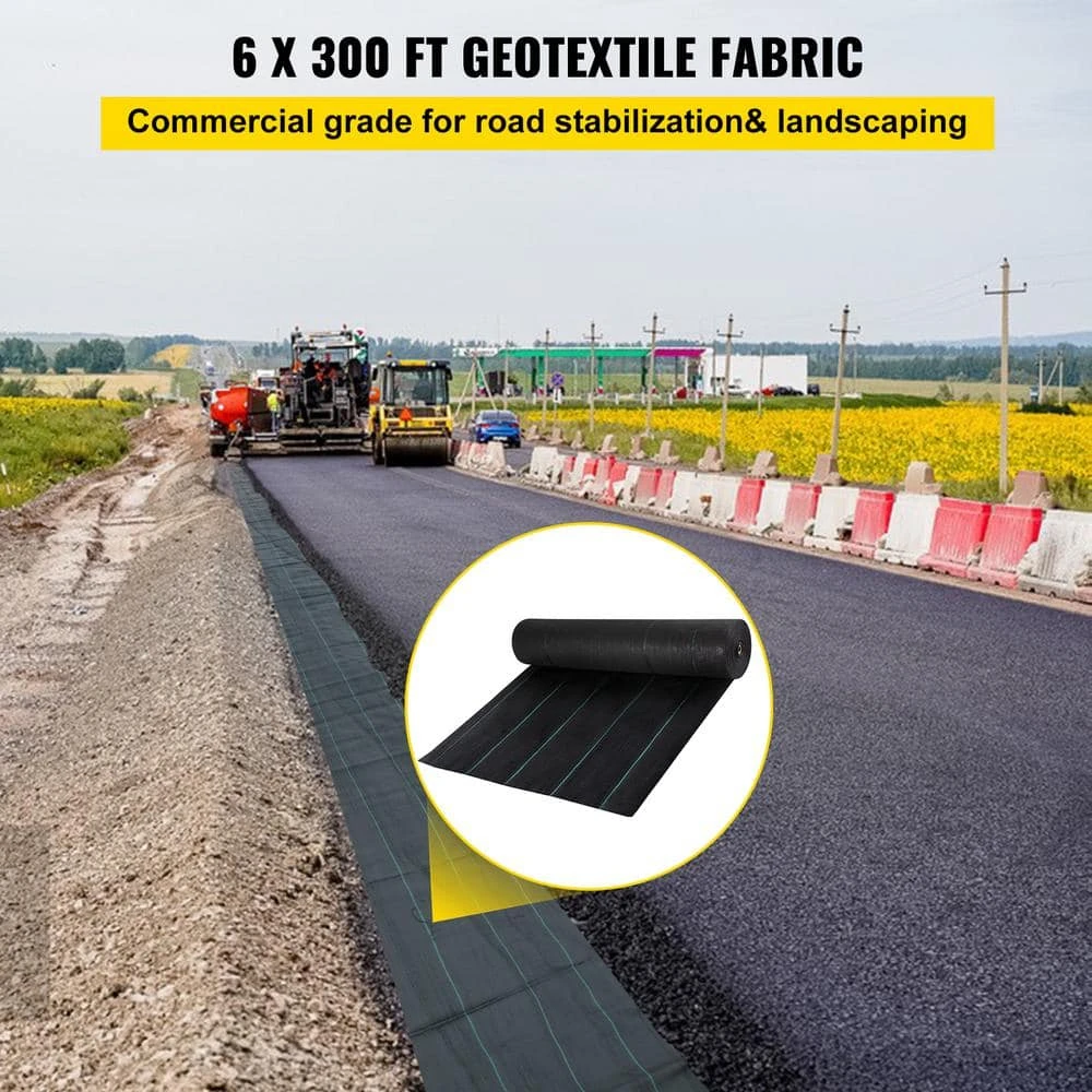 Geotextile Fabric 6 Ft. X 300 Ft. Weed Barrier Landscape Fabric 3 Oz. Driveway Drain Cloth With 600 Lb. Tensile Strength 5 Geotextile Fabric 6 Ft. X 300 Ft. Weed Barrier Landscape Fabric 3 Oz. Driveway Drain Cloth With 600 Lb. Tensile Strength - Image 3