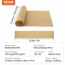 Burlap Fabric Roll, 40 In. X 75 Ft. And 50 X 50 High Density Wide Natural Burlap Fabric Rolls, Cabinet Type -Patio Furniture Shop vevor landscape fabric cmbj40inchesdjjn9v0 76 1000
