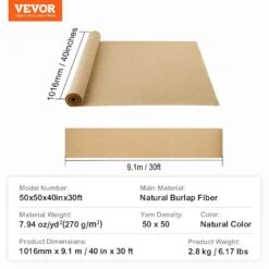Burlap Fabric Roll 40 In. X 30 Ft. And 50 X 50 High Density Wide Natural Burlap Fabric Rolls, Cabinet Type Accessory -Patio Furniture Shop vevor landscape fabric cmbj40inchesqapn0v0 76 1000