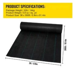 3 Ft. X 300 Ft. Weed Barrier 5.8 Oz. Heavy-Duty PP Material Weed Barrier Landscape Fabric Ground Cover For Garden, Black -Patio Furniture Shop vevor landscape fabric fcby33005 8oz8wblv0 76 1000