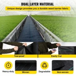 4 Ft. X 100 Ft. Black Weed Barrier Fabric 5.8 Oz. Dual Layer Degradable Heavy-Duty Weed Barrier Landscape Fabric -Patio Furniture Shop vevor landscape fabric fcby41005 8oznqayv0 4f 1000