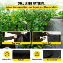 Weed Barrier, 5.8 Oz. Landscape Fabric, 4 Ft. X 300 Ft. Cover Mat Heavy Duty Woven Grass Control Geotextile, Black -Patio Furniture Shop vevor landscape fabric fcby43005 8ozwk6gv0 v0812 4f 1000