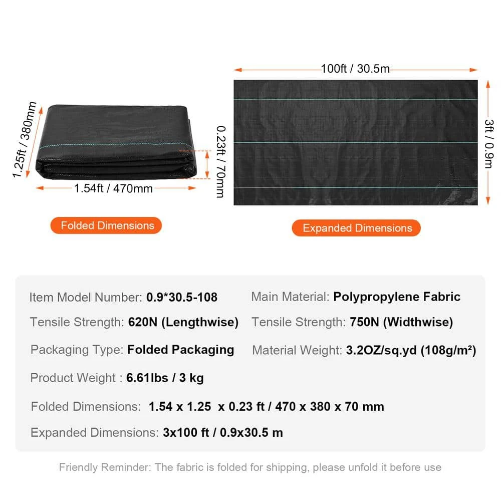 Weed Barrier Landscape Fabric 3 Ft. X 100 Ft. Heavy-Duty Garden Weed Fabric Woven PP Weed Control Fabric Driveway Fabric 9 Weed Barrier Landscape Fabric 3 Ft. X 100 Ft. Heavy-Duty Garden Weed Fabric Woven PP Weed Control Fabric Driveway Fabric - Image 7