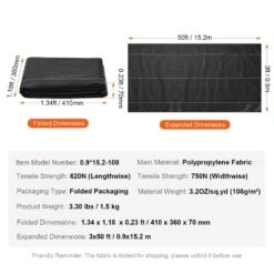 3 Ft. X 50 Ft. Premium Heavy-Duty Weed Barrier Landscape Fabric 3.2 Oz. Woven Geotextile Fabric Under Gravel High Permea -Patio Furniture Shop vevor landscape fabric jbxbz350ft32dibqkv0 76 1000