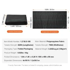 Weed Barrier Landscape Fabric 4 Ft. X 100 Ft. Heavy-Duty Garden Weed Fabric Woven Fabric Driveway Fabric Geotextile -Patio Furniture Shop vevor landscape fabric jbxbz4100ft3qm648v0 76 1000