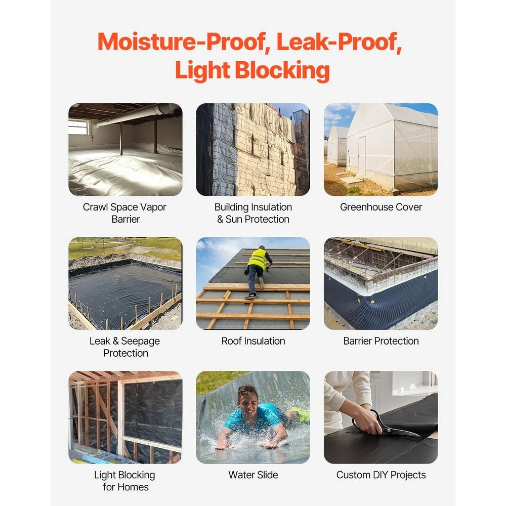 10 Mil Plastic Sheeting Heavy Duty 10 Ft. X 65 Ft. Thick Plastic Sheeting Roll,Plastic Drop Cloth Weed Barrier 6 10 Mil Plastic Sheeting Heavy Duty 10 Ft. X 65 Ft. Thick Plastic Sheeting Roll,Plastic Drop Cloth Weed Barrier - Image 4