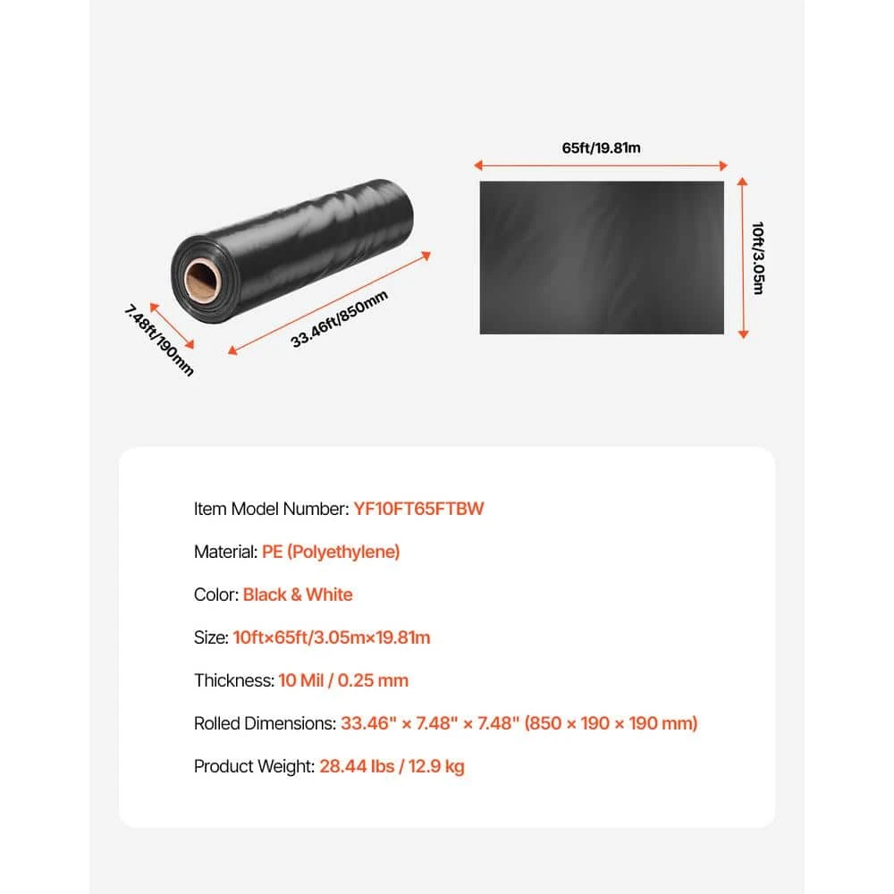 10 Mil Plastic Sheeting Heavy Duty 10 Ft. X 65 Ft. Thick Plastic Sheeting Roll,Plastic Drop Cloth Weed Barrier 9 10 Mil Plastic Sheeting Heavy Duty 10 Ft. X 65 Ft. Thick Plastic Sheeting Roll,Plastic Drop Cloth Weed Barrier - Image 7