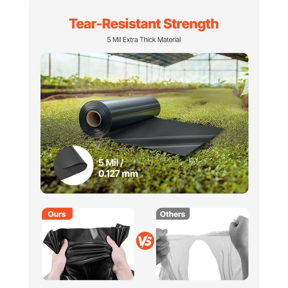 24 X 100 Ft. Plastic Sheeting Heavy Duty 6 Mil Thick Plastic Sheeting Roll Underlayment Painters Tarp Black 4 24 X 100 Ft. Plastic Sheeting Heavy Duty 6 Mil Thick Plastic Sheeting Roll Underlayment Painters Tarp Black - Image 2