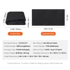 Weed Barrier Fabric Non Woven Geotextile Fabric Under Gravel 10 X 100 FT 8 OZ Driveway Landscape Fabric Ground Cover -Patio Furniture Shop vevor landscape fabric wfb10100ft808q6frv0 76 1000