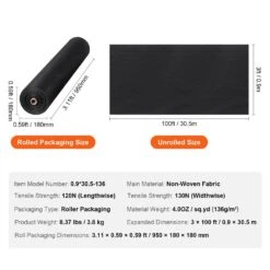 Driveway Fabric 3 Ft. X 100 Ft. Non Woven Geotextile Fabric For Landscaping Heavy-Duty Garden Weed Barrier Fabric 4OZ -Patio Furniture Shop vevor landscape fabric wfb3100ft40ak4pnfv0 76 1000