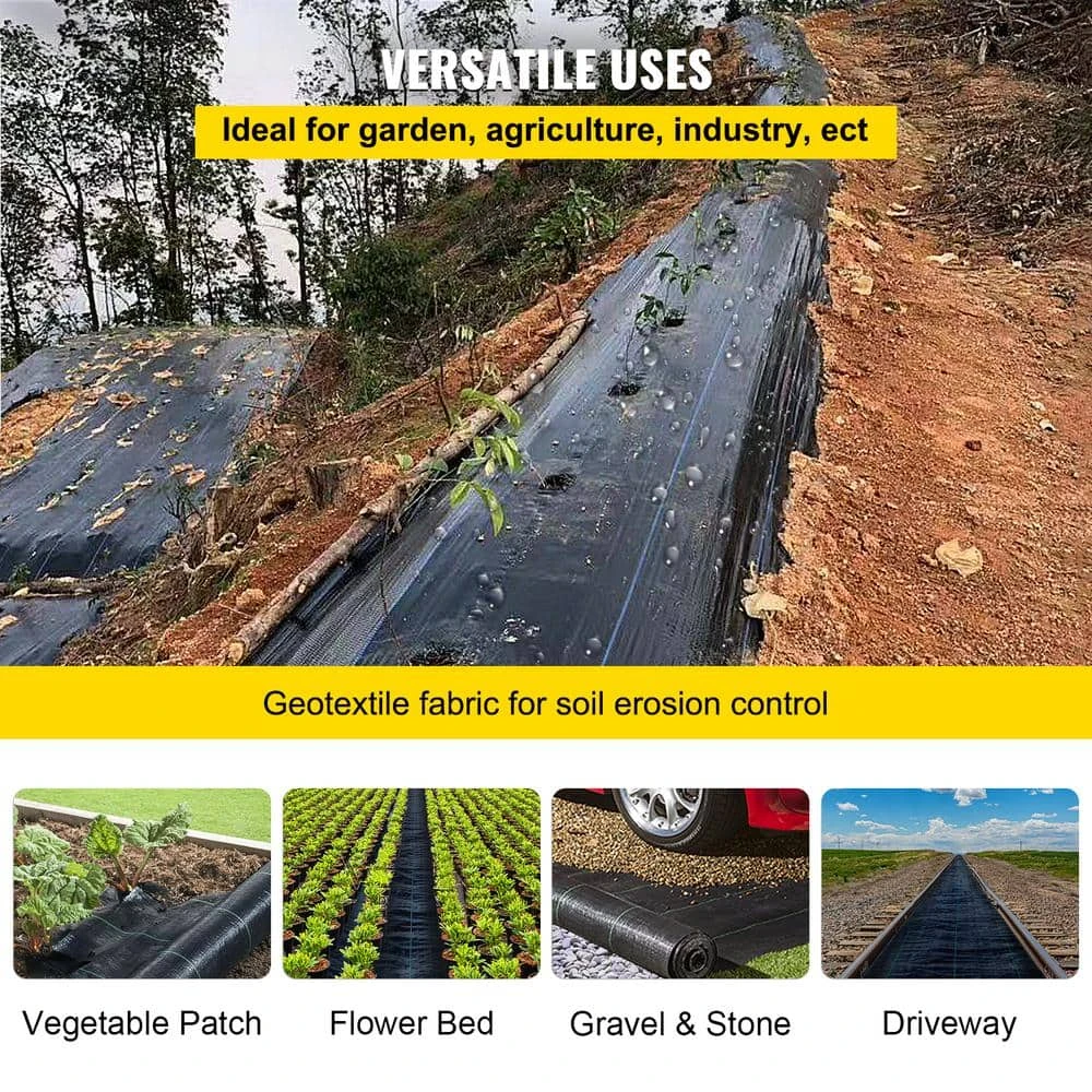 Weed Barrier Landscape Fabric 4 X 250 Ft. Geotextile Underlayment PP Woven Garden Ground Cover 5 Oz. Weed Control Fabric 8 Weed Barrier Landscape Fabric 4 X 250 Ft. Geotextile Underlayment PP Woven Garden Ground Cover 5 Oz. Weed Control Fabric - Image 6